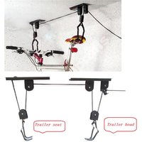 New 40kg Ceiling Mounted Bike Lift Rack Holder Garage Storage Hook Hoist Pulley System Bike Lift Ceiling Mounted Saving Space