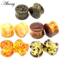 Alisouy 2PCS Unique Resin Women Men Ear Plugs Flesh Tunnels Round Saddle Ear Stretcher Gauge Expanders Piercing Body Jewelry