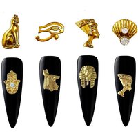 20PCS Beauty Egyptian Style Gold Nail Charms 3D Metal Nail Art Decoration Accessories Supplies Tool