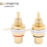 24K Gold Plated Brass Female RCA Jack Socket Hifi Audio Video Signal Cable Connector Terminal For AMP CD Panel Mount Bulk SALES