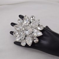 CUIER 8.5cm Huge Size Rhinestones Ring for Bridal Wedding Jewelry Man Exaggerated jewelry decoration Stage show Adjustable rings
