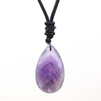 Natural Healing Crystal Quartz Stone Necklace Amethysts Lapis Lazuli Agates Tear Drop Tiger Stone Pendant Necklace Jewelry