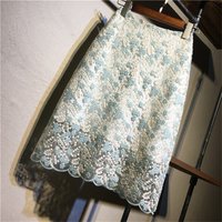 Summer Elegant Sexy Skirts High Waist Mesh Lace Flower Embroidery Skirt Girl Midi Lengh Party Skirt Hip Package Vestidos Y395