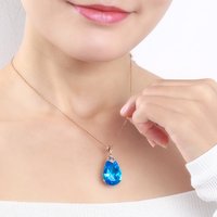 14K rose Gold Necklace Blue Sapphire Pendant for Woman Topaz Drop Chalcedony Pendant pierscionki Colgante Bizuteria jewelry