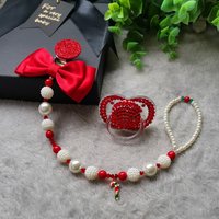 Dollbling Baby Christmas Personalized Bunny Pacifier Clips Pearls Jewelry Dummy Holder Baby Girl Name Santa Soother