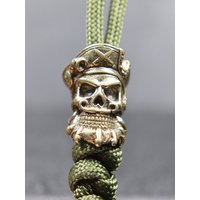 Bearded Pirate Skull Brass EDC DIY Knife Beads Lanyard Pendants Retro Color Outdoor Survival Tools Metal Paracord Bead Accessory