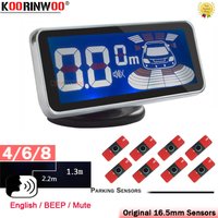 Koorinwoo Parktronic Inteligentny ekran LCD Czujnik parkowania 4/6/8 przód + tył Dźwięki dźwięków dźwięków cofania Detektor samochodowy Alert