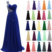 A Line Chiffon Beading Pleat One Shoulder Floor Length Elegant Bridesmaid Dresses Wedding Party Formal Prom Evening Corset Back