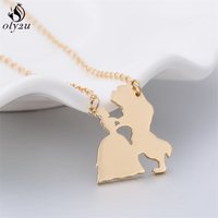2026 Classic Movie Jewelry Beauty and the Beast Necklace Women Stainless Steel Jewelry Prince Princess Necklace Accessories Gift