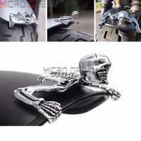 Squelette crâne chromé, Statue, ornement de visière, 85mm 7 pouces 7 pouces, phare 5.75 pouces, garniture de visière de phare pour Harley Sportster Dyna