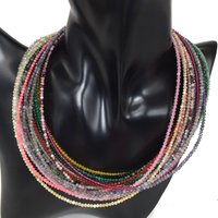 Natural Stone Necklace Spinel/Lapis Lazul/Amazonite/Amethy/Tourmaline/Amethyst Ketting 2mm Faceted Bead Necklace