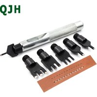 Ensemble d'outils de poinçonnage plat en cuir, 1.5mm 2.5mm 3mm, poignée en acier, peut remplacer la tête, trou de ceinture, poinçonnage, ciseau, outil artisanal