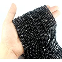 Natural Faceted Black Spinel 100% Shiny Bright Quality Loose Round Beads 2/3/4/6MM 15Inch For Jewelry Making Bracelet Necklace