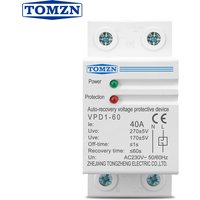 TOMZN 1 PCS 40A 230V DIN Rail Automatic Recovery Reconnect Over Voltage And Under Voltage Protective Device Protection Relay
