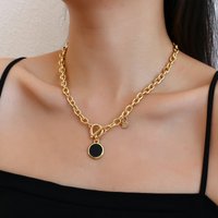 AENSOA Gold Silber Farbe Acryl Runde Anhänger Halsketten für Frauen Dicke Kette Toggle Verschluss Punk Kragen Halskette frauen Schmuck