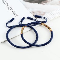 Lucky Navy Blue Green Color Handmade Briaded Knot Bracelets Original Tibetan Buddhist Bangles For Women Men Weave Jewelry Gifts