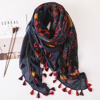 2023 Femmes Mode Petit Polka Floral Gland Viscose Châle Écharpe Imprimé Voile Wrap Bandeau Bufandas Musulman Hijab Sjaal 125*125Cm