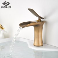 Basin Faucets Waterfall Bathroom Faucet Single handle Basin Mixer Tap Bath Antique Brass Faucet Sink Water Crane Silver Taps