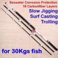 ZZ30 Deep Sea Tip Dia. 4.5mm 2.7m 3.3m 18 Layer Carbonfiber Trolling Fishing Rod Bait 500g Seawater Protection