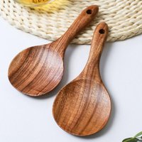 1pc Wood Rice Spoon Rice Paddle Scoop Wooden Kitchen Spoon Ladle Tablespoon Big Serving Spoon Wooden Kitchen Utensils Tableware