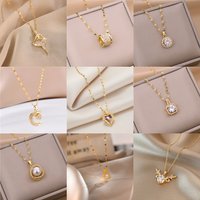 Collier avec pendentif en cristal Zircon pour femmes, mode coréenne, chaîne de clavicule en acier inoxydable, bijoux, accessoires de mariage