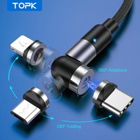TOPK AM59 Magnetic Micro USB Type C Cable Magnetic Charging Cable for iPhone Xiaomi Mobile Phone Charger Magnet USB Wire Cord