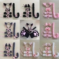 Lovely Cat Ear Hair Wear Set Claw Gloves Girls Anime Cosplay Costume Plush Cat Fur Ear Hairband Night Party Club Headbands