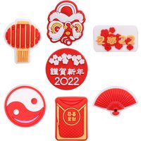 2022 New Arrival 1Pcs Happy Chinese Style PVC Shoe Charms Shoes Accessories Decorations for Wristbands Party Gift