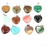 12pcs Wholesale Natural Stone Pendant Heart Shape Pendant Charms for DIY Jewelry Necklace Accessories Making Size 20x20x6mm