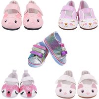 18inch Doll Shoes 7Cm Kitty CanvasFor 18 Inch American&43Cm Baby New Born Reborn Doll Generation Girl Toy 1/3 Blyth BJD