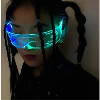 Game Cyberpunk LED Luminous Glasses Cosplay Accessories Futuristic Electronic Rave Costume Party DJ SunGlasses Decoration