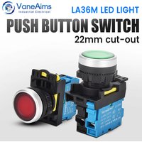22mm Momentary Push Button Switch Latching 12v 220v LA36M LED Light Button with Fixation Easy to Install Electricity Accessory