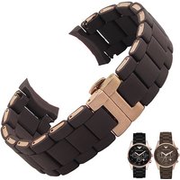 Silicone Stainless Steel Watchband for AR5905 AR5920 AR5890 AR5891 AR5889 Watch Strap 20mm 23mm Black Brown Men Women Bracelet