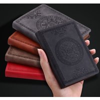 A6 Retro style pocket type mini notebook Stamping process artificial PU leather writing book Portable notepad Office bookkeeping