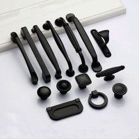 Czarne uchwyty do gałek do szafek meblowych i szuflad kuchennych ze stopu aluminium