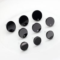 14mm 12mm 10pcs/lot Acrylic Stud Earring Black Flat Round Base Earrings Connector For DIY Earring Making Jewelry Accessories
