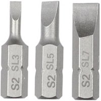 1 Inch SL3 SL5 SL7 Slotted Screwdriver Bit Set S2 Steel 1/4 Inch 6.35mm Hex Shank Electric Screwdriver Bits For Power Tools