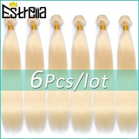 613 Hair Bundle Blond Straight Human Hair Bundles Deal Peruvian 6Pcs Remy Honey Blonde Hair Extensions for Women 100% Human Hair