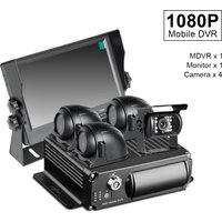 1080P Waterproof Night Vision AHD Car Dvr 4 Camera+4CH SD Truck Bus Taxi Video Recorder Mdvr+7Inch Car Monitor For Car Security