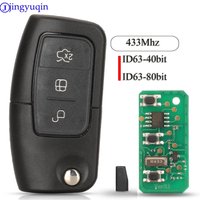 Jingyuqin voiture télécommande porte-clés ASK 433Mhz pour Ford Fiesta Focus 2 Ecosport Kuga Escape C Max Ka Fob HU101/FO21 3 boutons