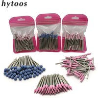 HYTOOS 50Pcs Corundum Nail Drill Bit 3/32" Rotary Ceramic Stone Burr Manicure Cutters Drill Accessories Cuticle Nail Mills Tool