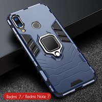 For Xiaomi Redmi 7 Case Armor PC Cover FInger Ring Holder Phone Case For Xiomi Redmi Note 7 Cover Shockproof Reinforced Bumper