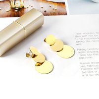 LUXUKISSKIDS Jewelry Korean Round Layers Gold Color Drop&Dangle Earing Stainless Steel Earrings For Women 2024 Pendientes arete