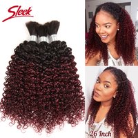 Sleek Indian Kinky Curly Bulk T1B/99J Hair For Braiding Remy No Weft Braids Human Hair Single Bundle Ombre Free Shipping