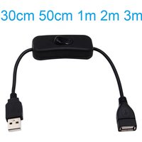 30cm 1M 2M 3M USB Male to Female Cable with Switch ON/OFF Cable Extension for USB Lamp USB Fan Power Supply Line Adapter