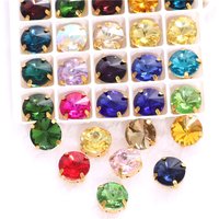 Round Rivoli Sew On Rhinestones Crystal Glass With Gold Claw sew on stone for clothing accessories shoes bag diy trim
