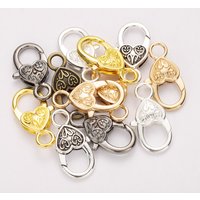 10pcs/lot 26x15MM Lobster Clasp Hooks Heart Keychain Clasps Bracelet Chain Accessory for Jewelry Making Components Wholesale DIY