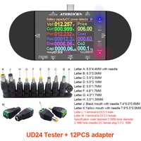 DC5.5 Type-C USB Tester Digital Voltmeter Ammeter Power Bank Battery Voltage Detector Volt Electric Meter + DC Adapter