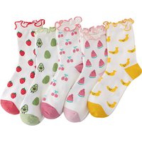 Funny Socks Cotton Fruit Peach Strawberry Banana Cherry Socks ruffle Women Happy Cute Socks Skarpetki Calcetines Divertidos