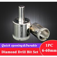 6-60mm 1PC Diamond Drill Bits Hole Saw Diamond Drill Bit Hollow Core Drill Bit Set for Diamond Coating, Carbon Steel for Glass